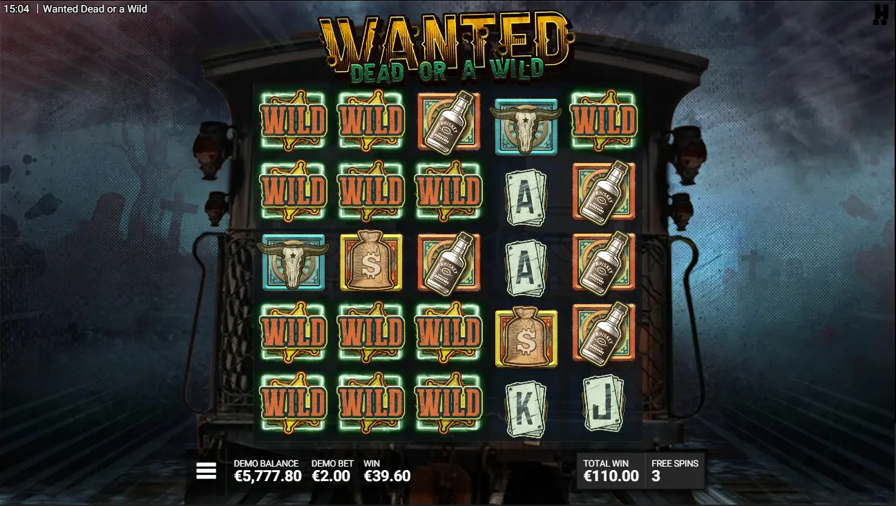 Wanted Dead or a Wild Casino The Great Train Robbery klebrige Wilds akkumulieren auf den Walzen